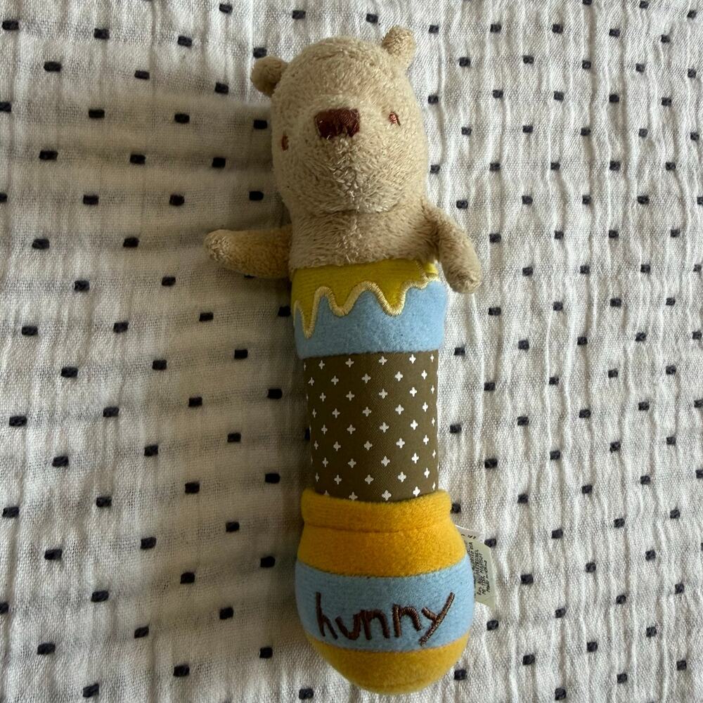 Classic Pooh Disney Winnie Stick Rattle Hunny Pot Plush Baby Toy